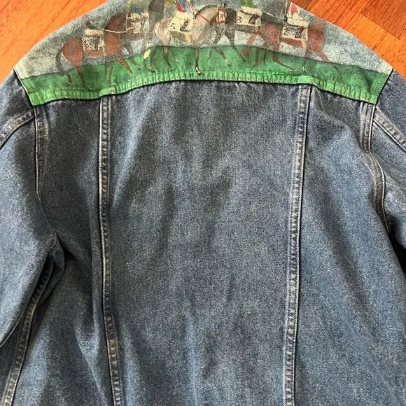 Alexi Hand Painted Originals Denim Jacket, large Size, Horses, derby, equestrian - Picture 5 of 8
